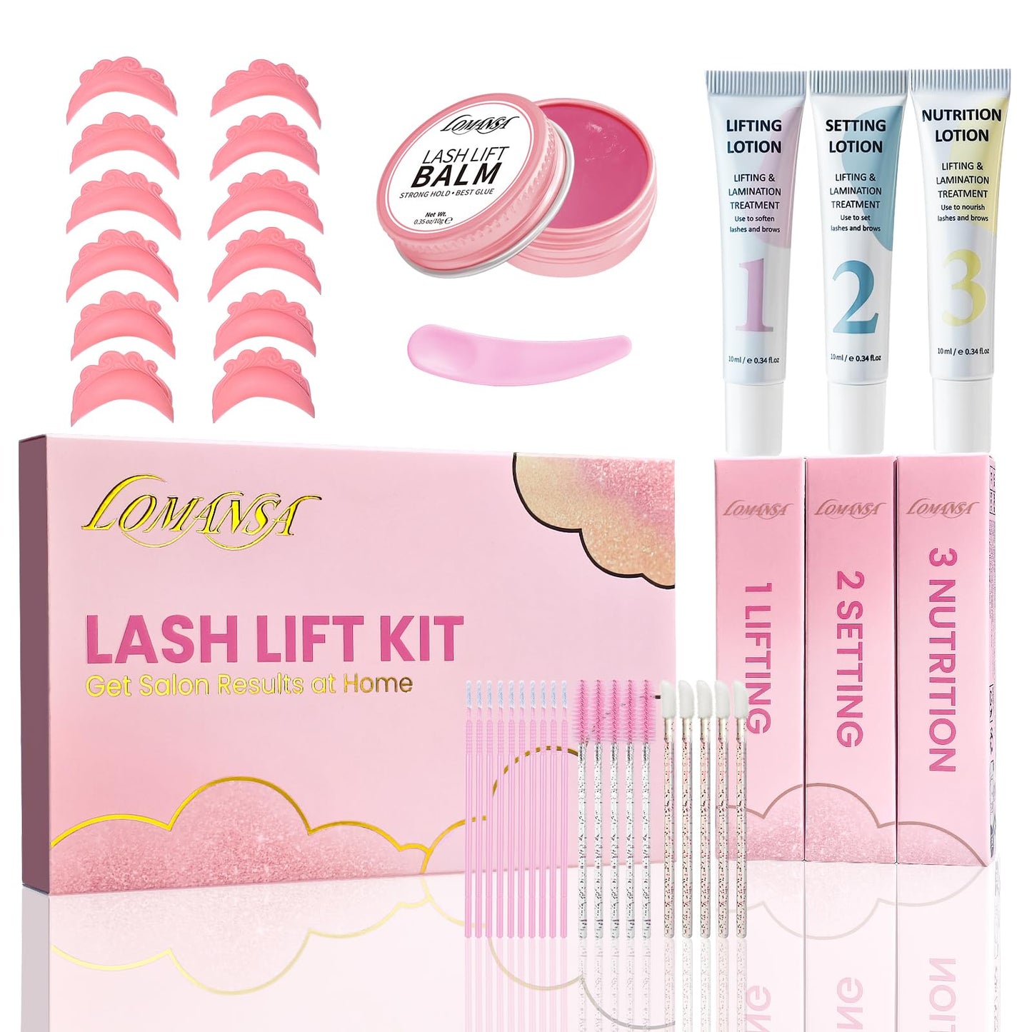 Lomansa Lash Lift Kit for Beginners, At-Home DIY Eyelash Perm with Open Eye Self-Lift Pads, Salon Quality Curl Lasts 4–6 Weeks (Step-by-Step Instructions)