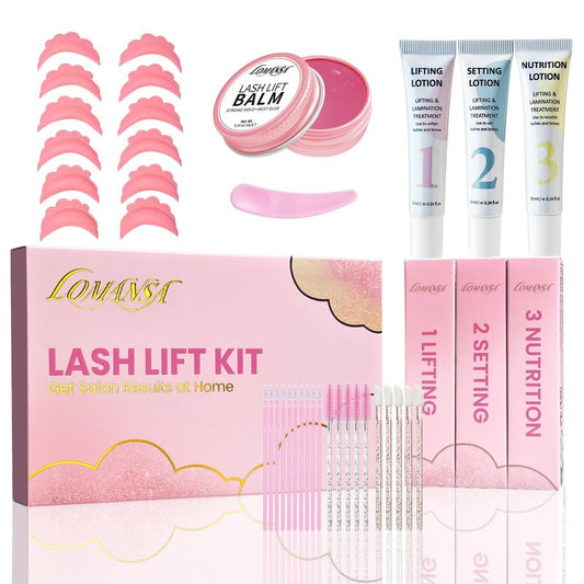 Lomansa Lash Lift Kit for Beginners, At-Home DIY Eyelash Perm with Open Eye Self-Lift Pads, Salon Quality Curl Lasts 4–6 Weeks (Step-by-Step Instructions)
