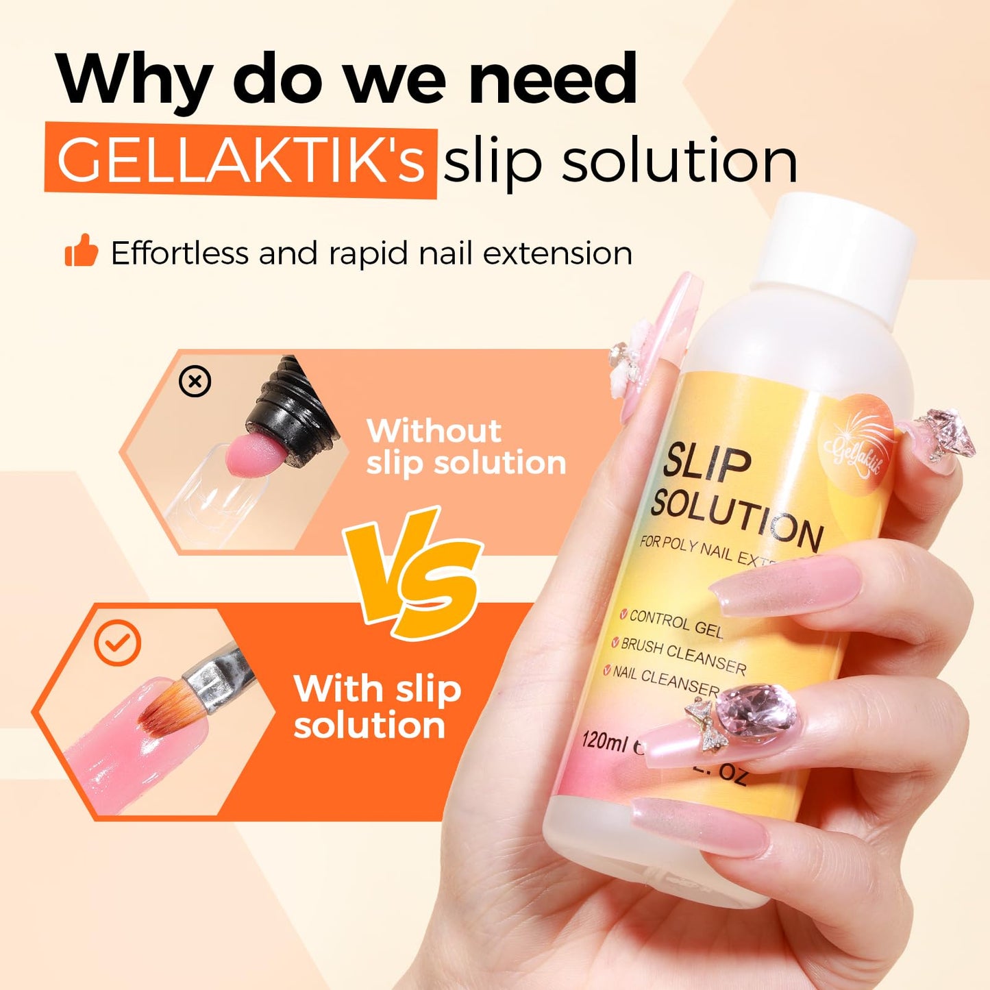 GELLAKTIK 100Pcs Nail Forms Kit, 10 Sizes Reusable Dual nail Forms for Poly Gel & Builder Gel, 120ml Slip Solution Liquid, 6 Clips, Dual-Ended Brush, Nail Art Cup, DIY Pedicure Kit for Beginners