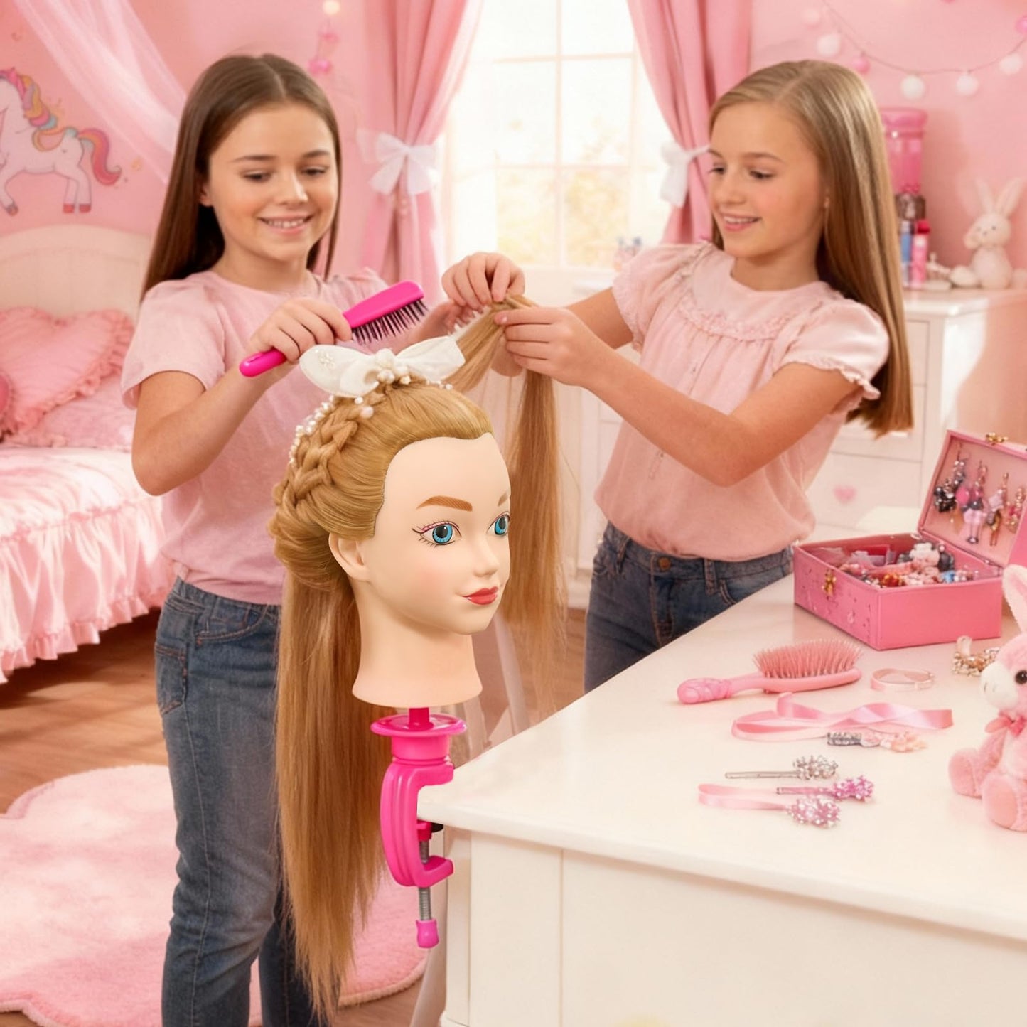Mannequin Head for Kids - Doll Head for Hair Styling for Kids, Cosmetology Manikin Practice Training Head for Braiding Hairdressing for Girls #27