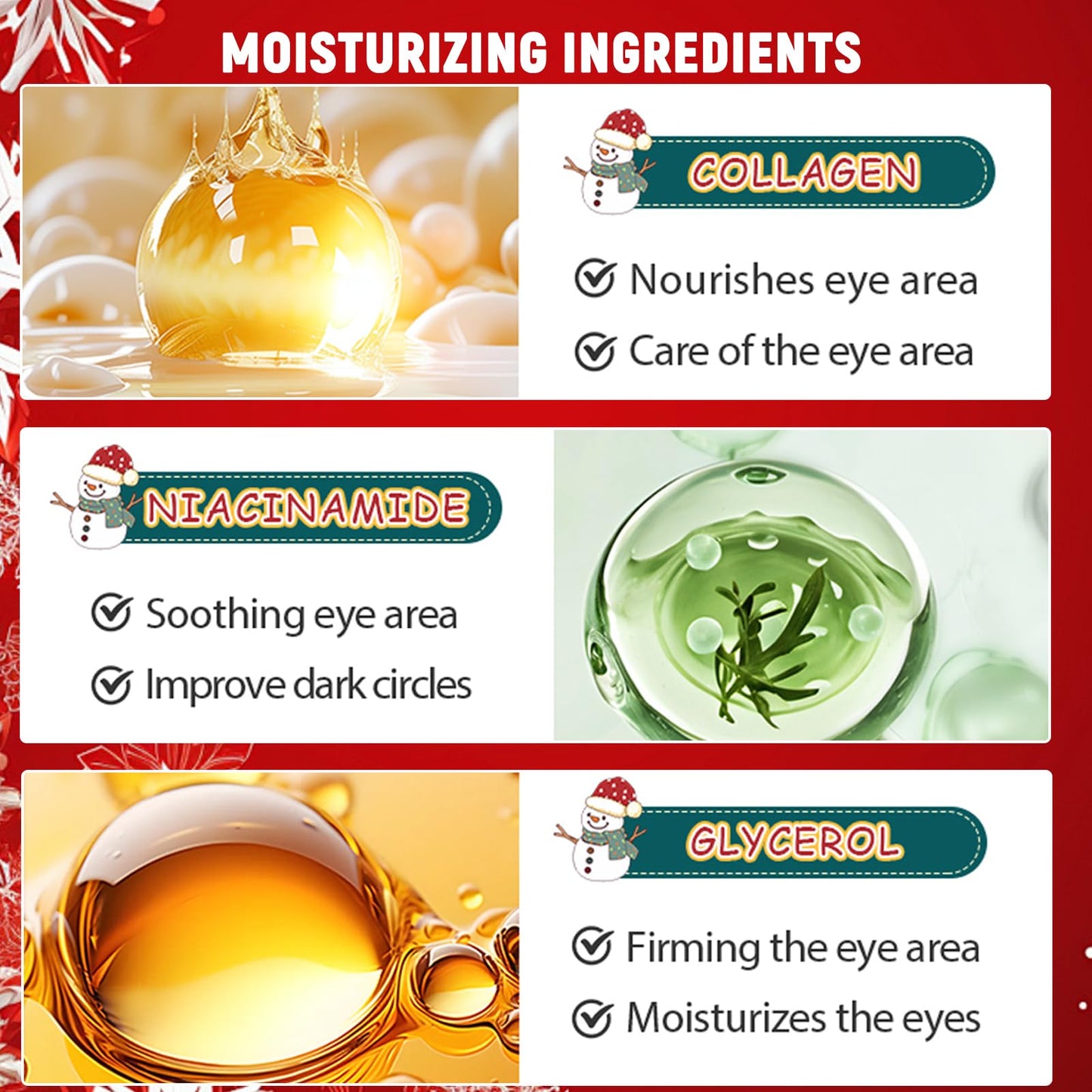 Minfei 120PCS Christmas Stocking Stuffers Eye Patches,Under Eye Patches for Puffy Eyes and Dark Circles,Stocking Stuffers for Women, Cheer Gifts,Eye Mask for Reduces Wrinkles Puffiness, Fine Lines