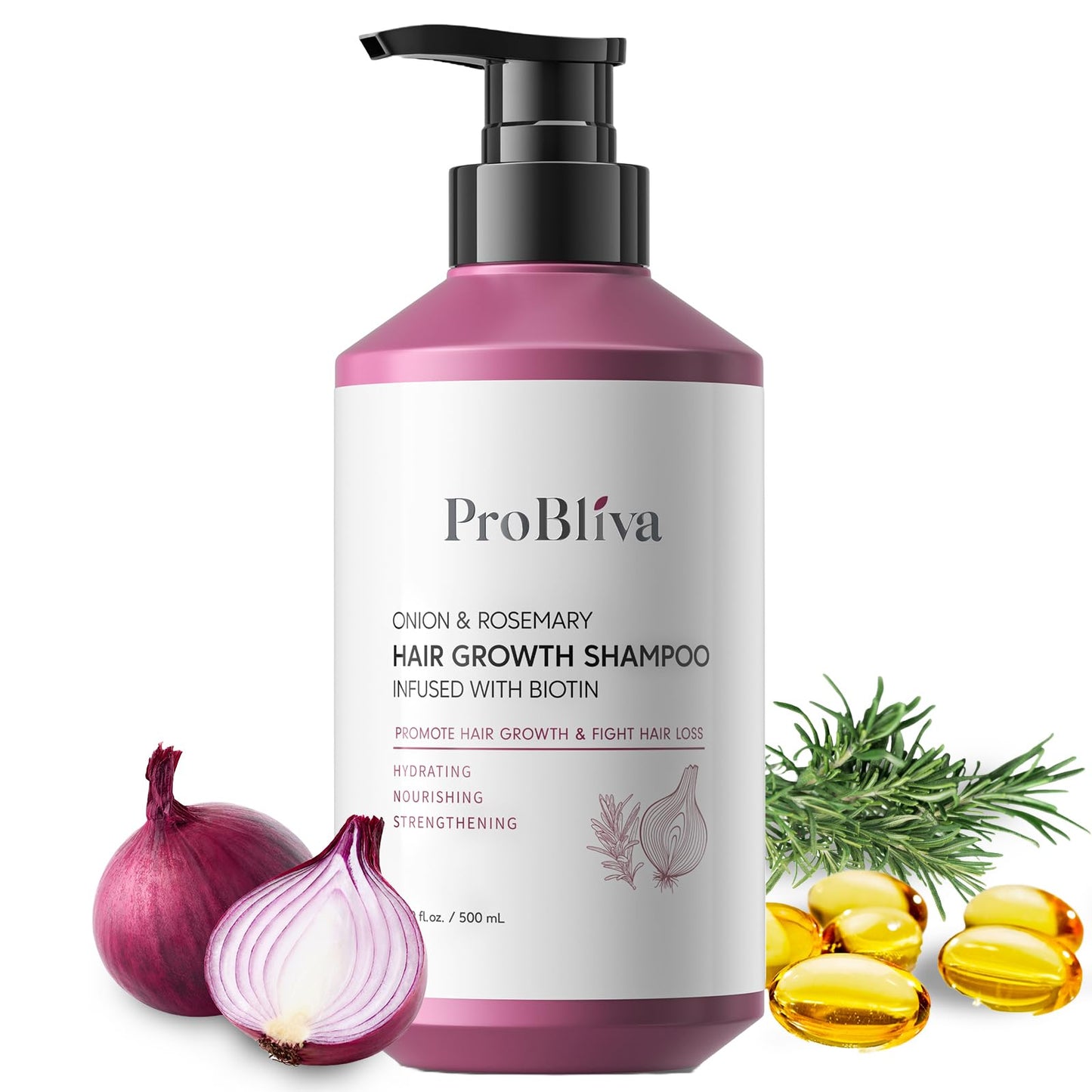 Onion & Rosemary Hair Growth Shampoo: Biotin Infused Shampoo for Hair Loss and Thinning Hair - Promotes Healthier, Thicker and Stronger Hair for Women and Men - 16.9 oz