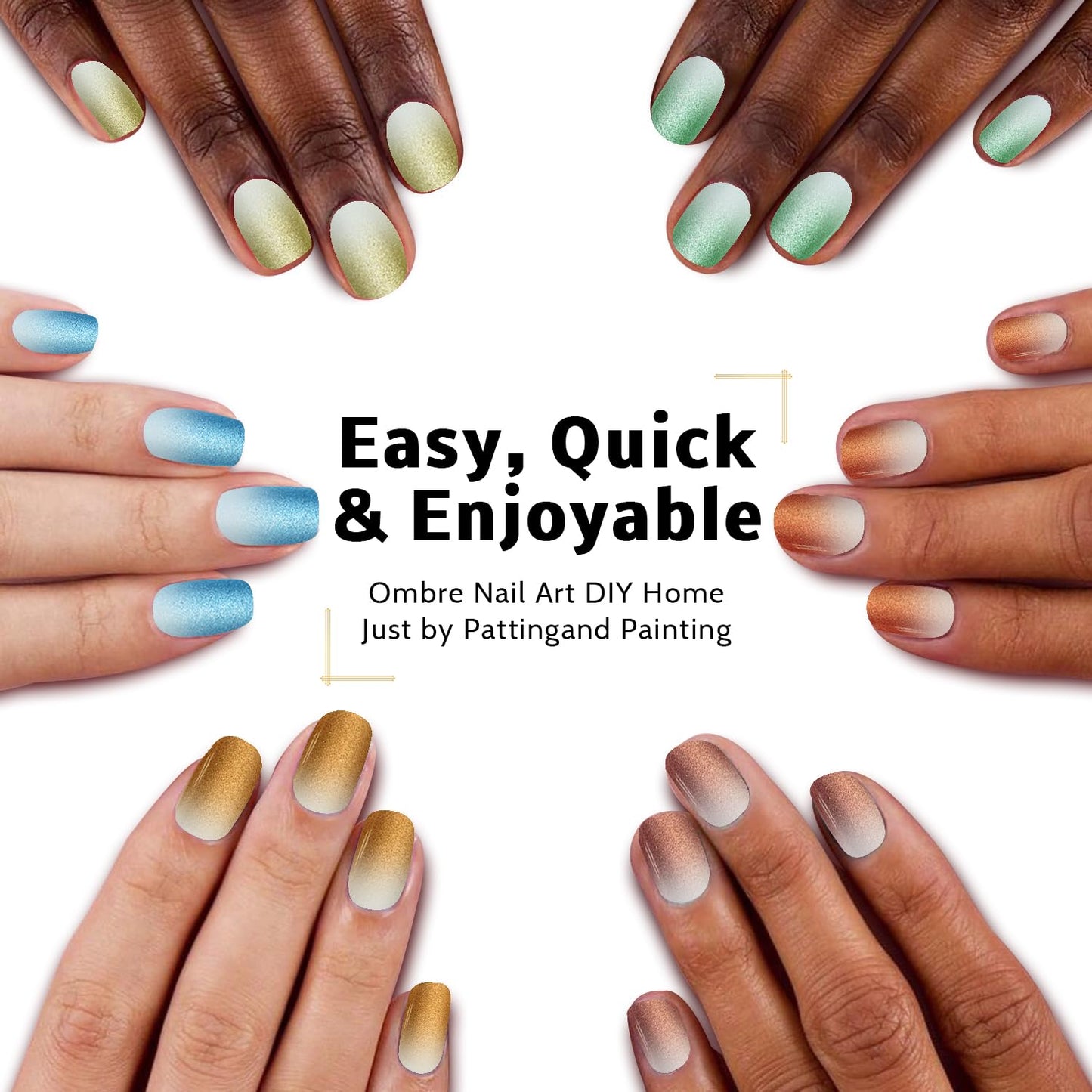 Ombre Nail Gel Set - 9 Colors Sponge Pat Paint for Floral Nail Art, No Wipe, UV/LED Curing