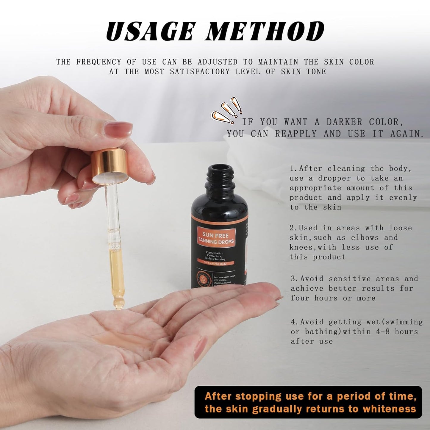 Self Tanning Drops - Plant Extract Formula for Customized Skin Tone | Natural Color, 7%-8% DHA, Moisturizing Bronzing Drops for Face & Body