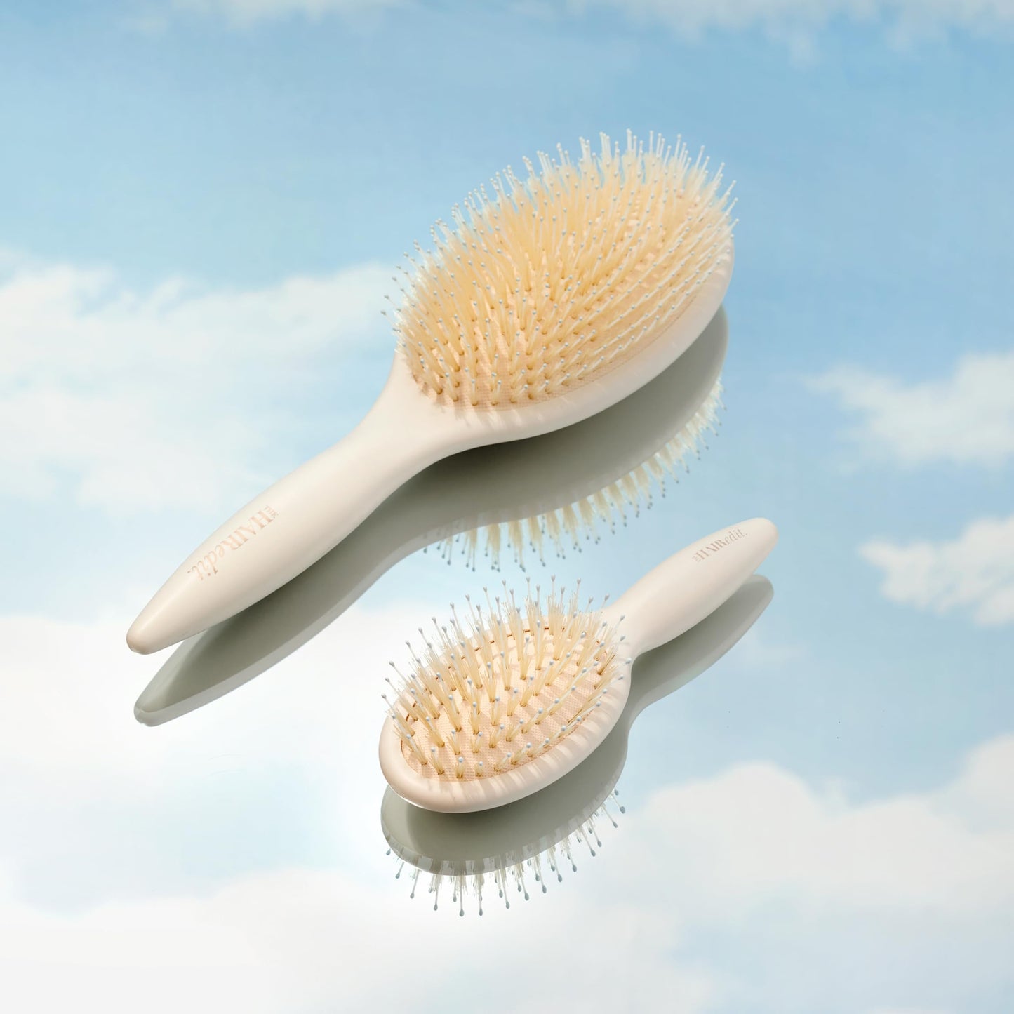 The Hair Edit Finish & Shine Boar Bristle Hair Brush, Detangling & Smoothing Hair Brush with Boar Bristles & Ball-Tipped Nylon Pins, Tames Flyaways, Adds Shine & Polishes Dry Hair, Lightweight, Cream