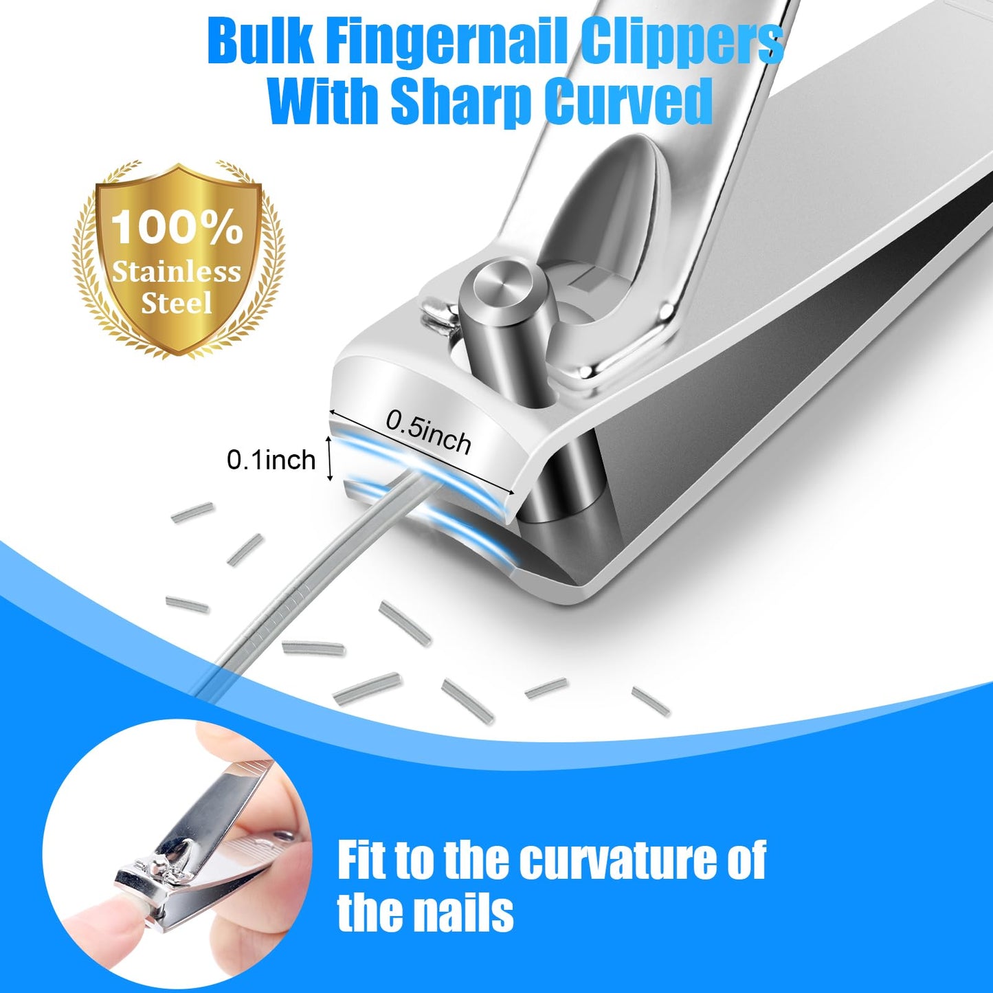 HOFASON 100 Pcs Nail Clippers Bulk for Men Women Adult, Stainless Steel Fingernail ToeNail Clipper Cutter Set Travel Manicure Pedicure Kit Operation Christmas Items Gifts for Homeless Supplies