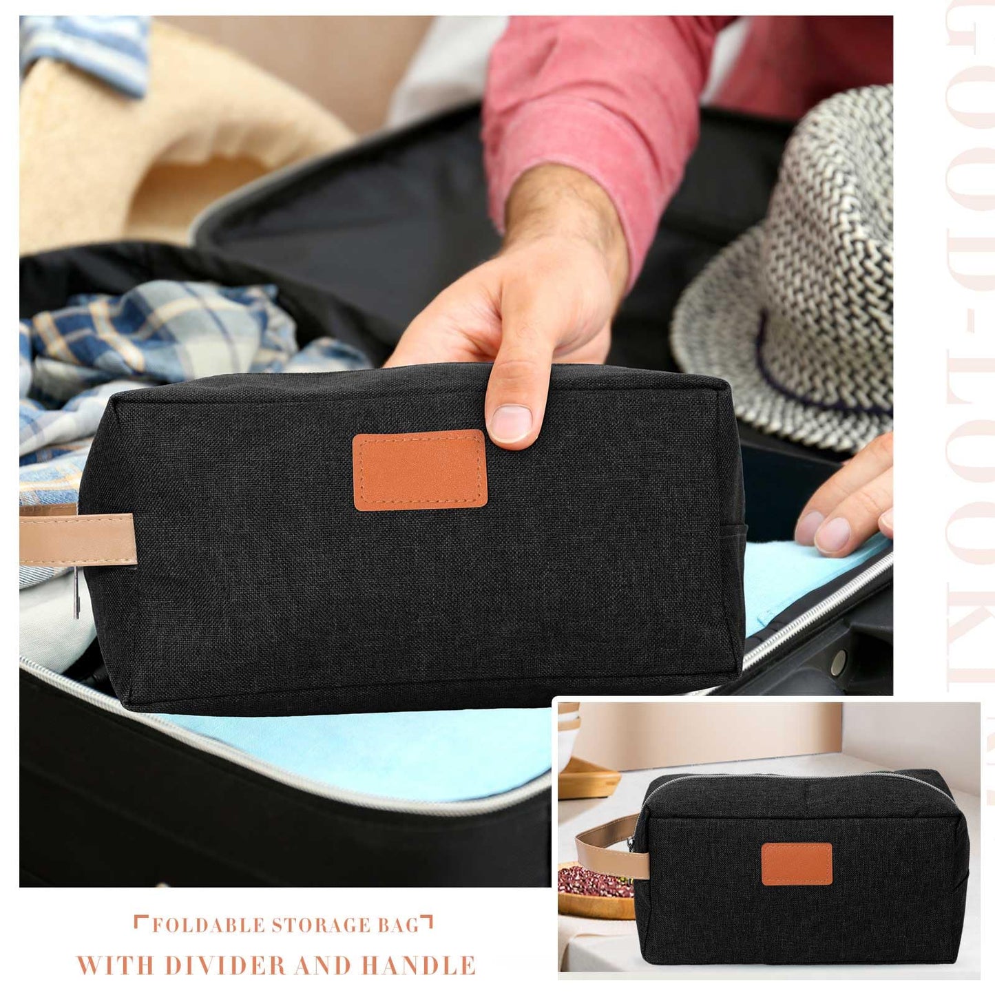 Paterr 8 Pieces Groomsmen Gift Bags Toiletry Bag for Men Hanging Travel Toiletry Bag Water Resistant Shaving Bag Portable Storage Bags Christmas Gifts(Black)