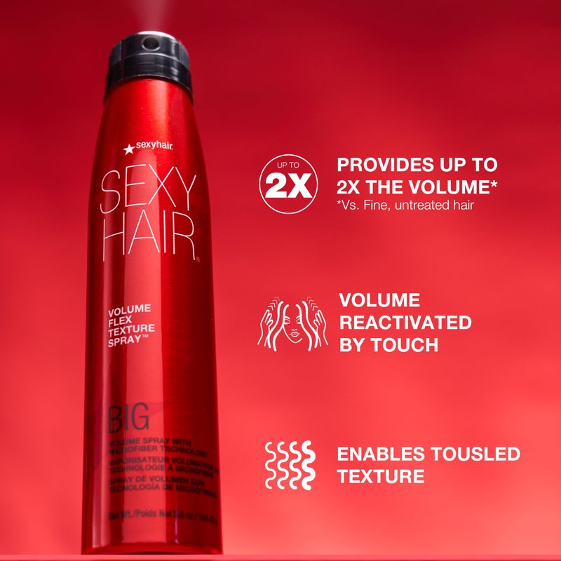 SexyHair Big Volume Flex Texture Spray with Microfiber Technology, 1.5 oz | Builds Flexible Fullness | Provides Volume Up to 2x