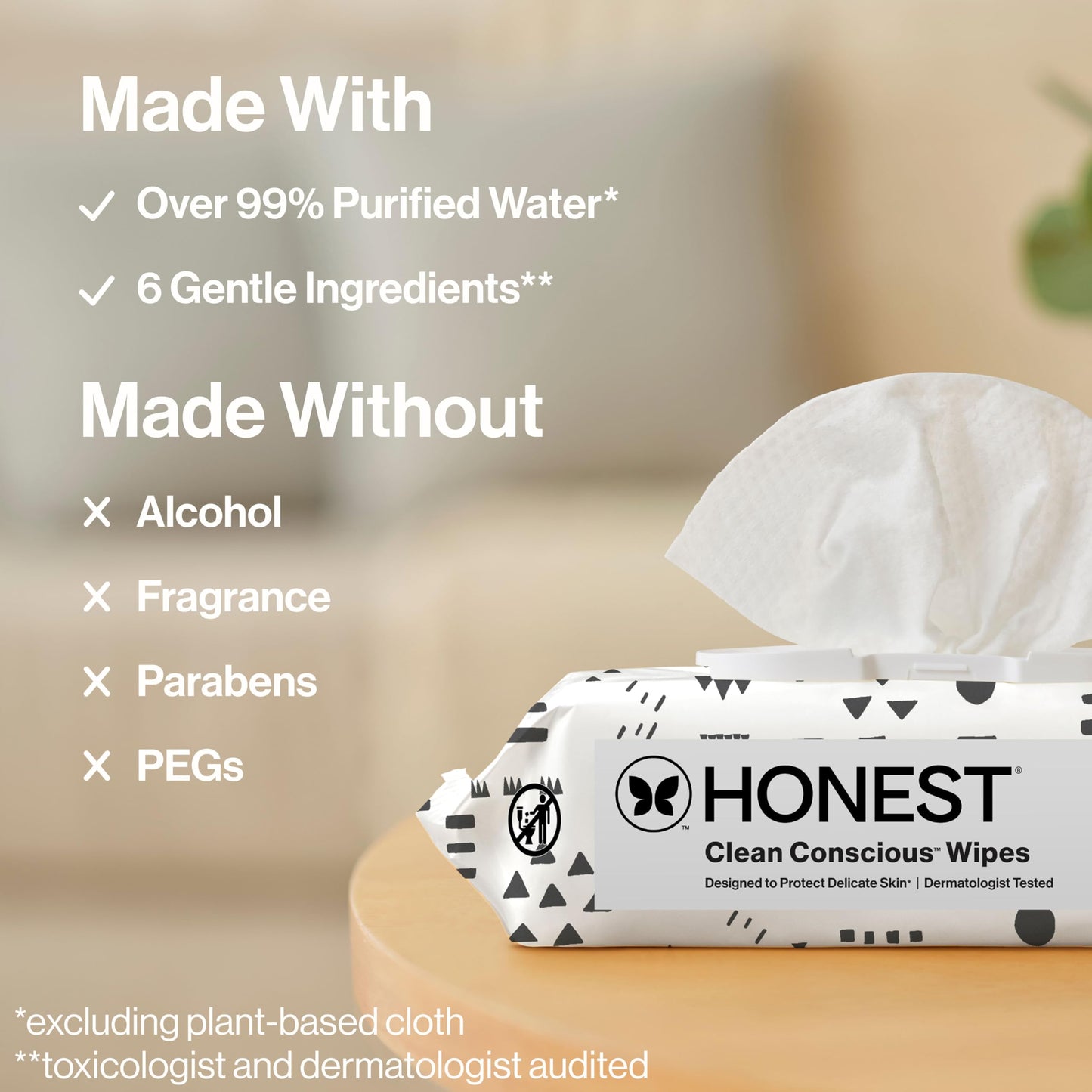 The Honest Company Hypoallergenic Multi-Use Baby Wipes for Sensitive Skin Baby Pattern Play 576 Count