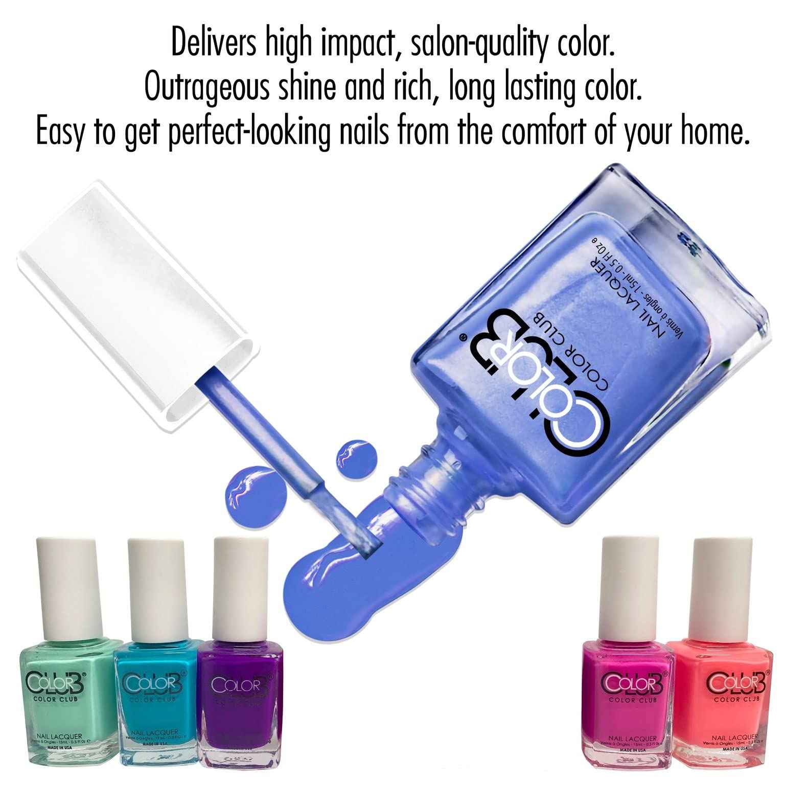 Color Club Vacation Nail Lacquer Set of 6 - Beach Trip Nail Polish Set - Nail Art Manicure Set