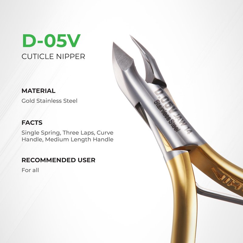 NGHIA Premium Cuticle Nipper - D-05V Jaw 16 (Stainless Steel) - Professional Nail Tools