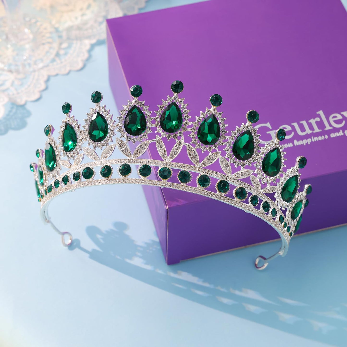 Geurlev Tiaras and Crowns for Women,Tiaras Earrings Necklace, Crystal Bridal Jewelry Set, Costume Party Halloween Prom Pageant Jewelry for Women