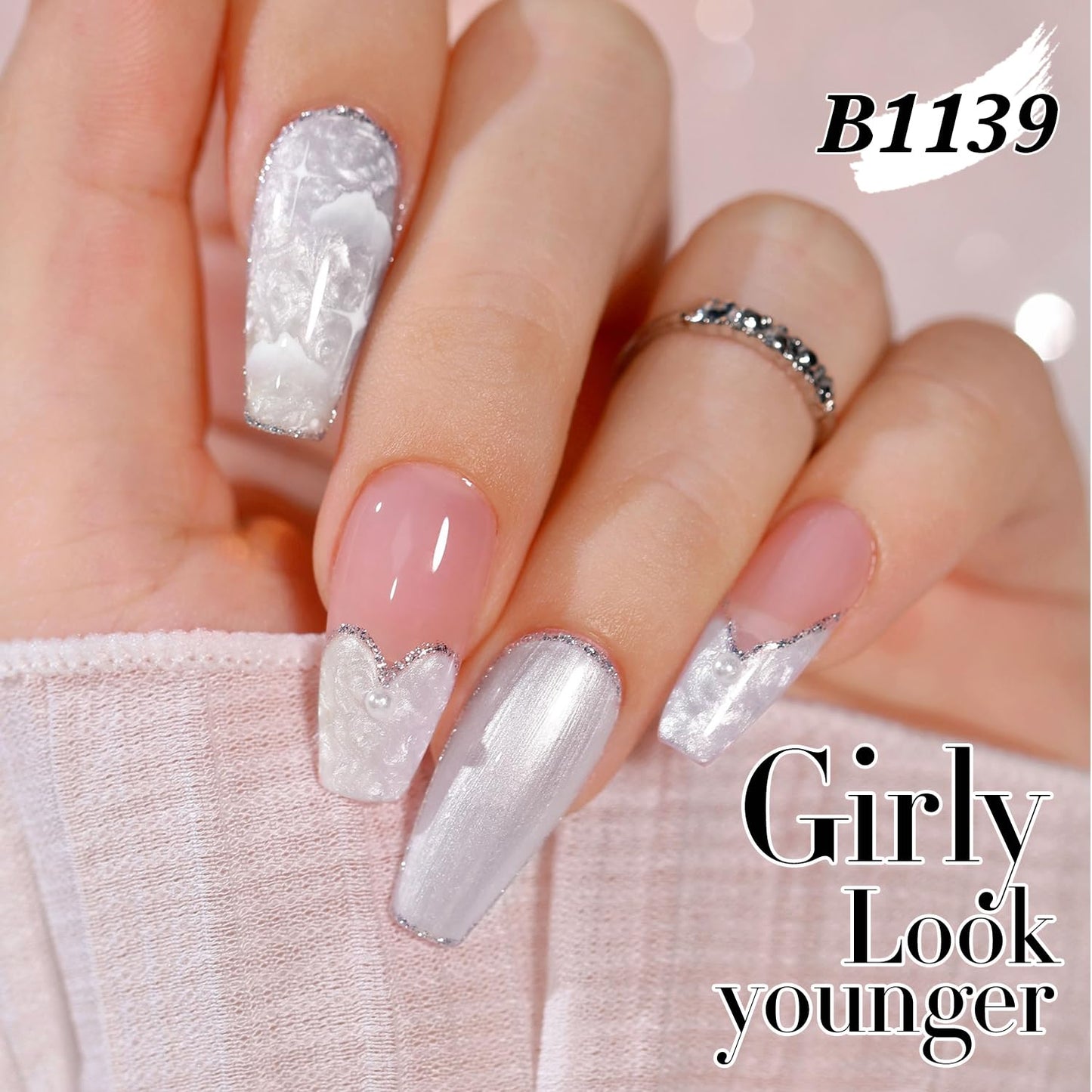 Double Rhythm Gel Nail Polish Set of 6 Colors Baby Light Pastel Milky Nail Polish Starter Kit Art DIY Salon Home (Pearl White Pink Green Blue Yellow Purple,Kit 30)