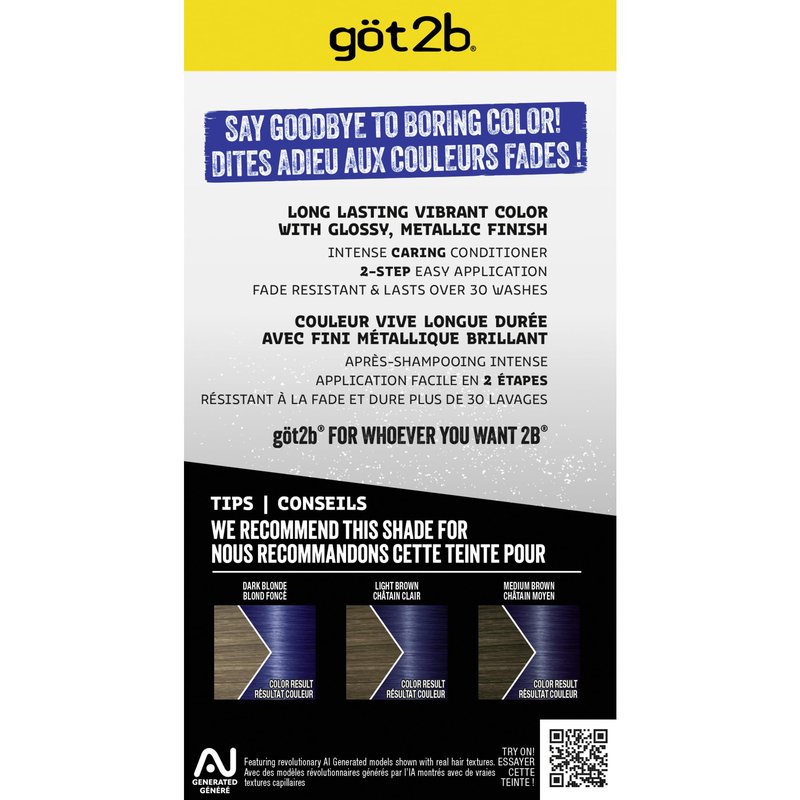 got2b Metallics Permanent Hair Dye, Blue Mercury M67, Hair Color for Women & Men, Formulated with Metallic-Shine Booster for Cool, Shimmering Tones, Lasts Up to 30 Washes, 1 Kit