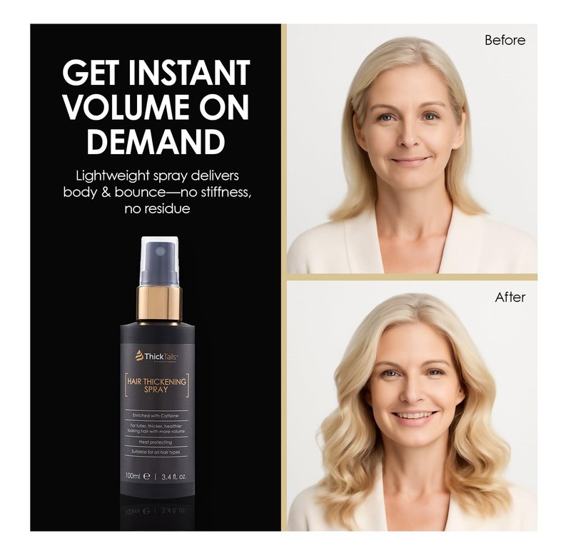 ThickTails Hair Thickening Spray for Women & Men, Instant Volume & Fuller Looking Hair for Fine or Thinning Hair, Root Lift Volumizing Pre-Styler, Lightweight No Residue Formula, 3.4 fl oz
