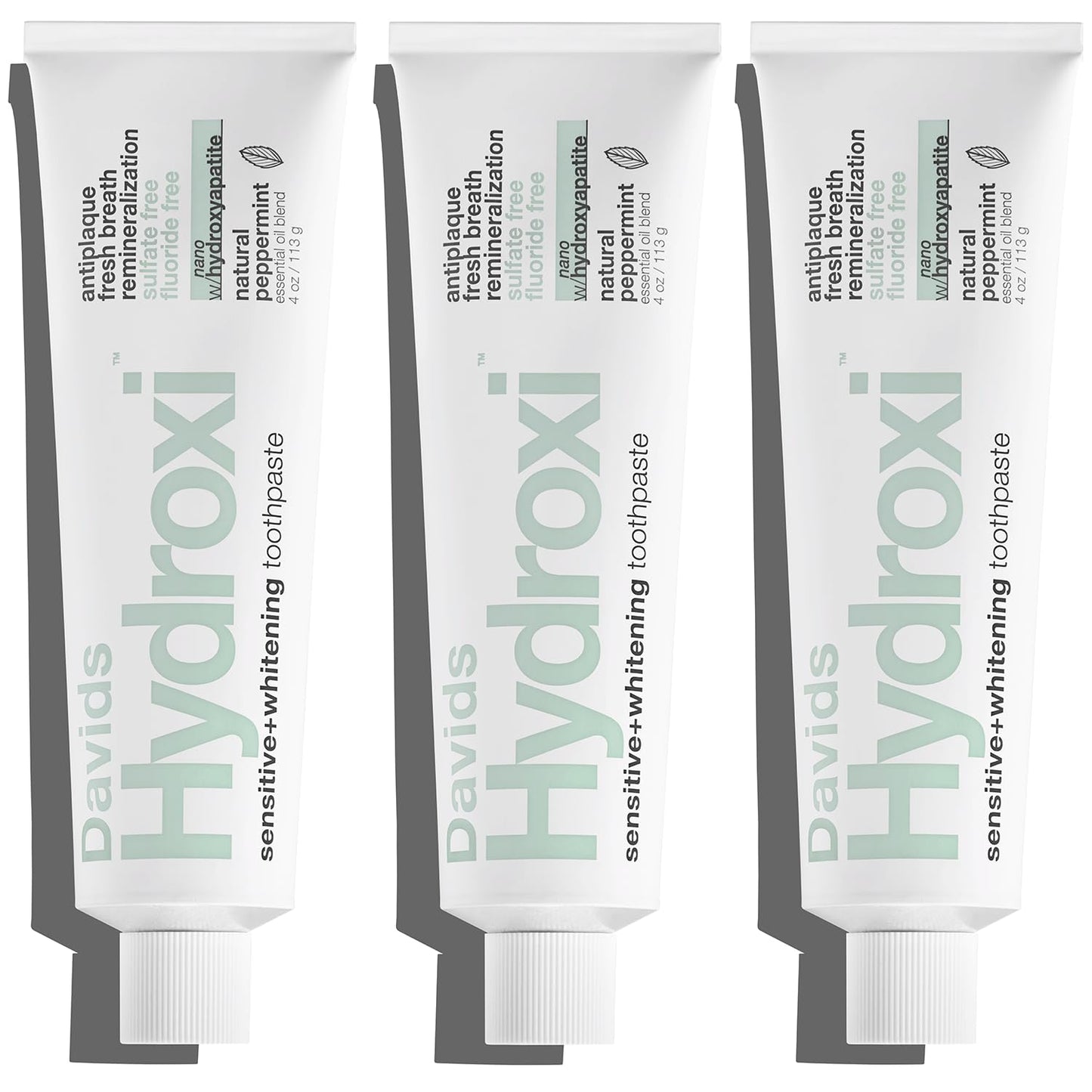 Davids Nano Hydroxyapatite Sensitive Whitening Peppermint 4oz (3 Pack)