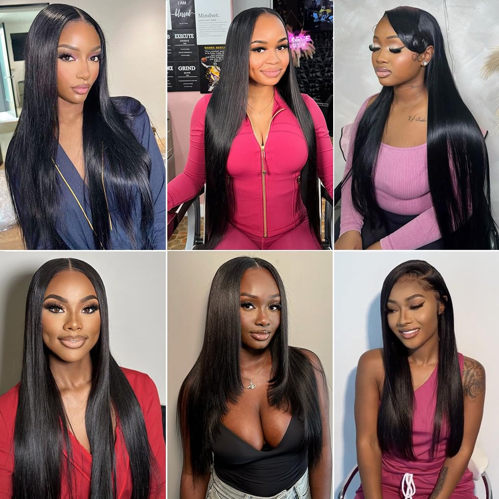 12A Straight Human Hair Bundles - 20 Inch Brazilian Virgin Hair Extensions for Black Women | Natural Black Color
