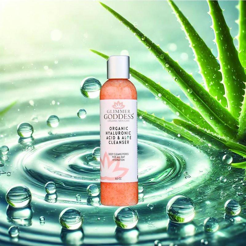 Glimmer Goddess Organic Exfoliating Face Cleanser - Anti-Aging with Micro Jojoba Pearls | 8 oz