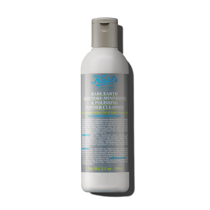 Kiehl's Rare Earth Deep Pore Minimizing & Polishing Powder Cleanser, Face Wash for Oily Skin, Refines Skin Texture, Reduces Excess Oil, with Amazonian White Clay & Alpha Hydroxy Acids - 3.5 fl oz