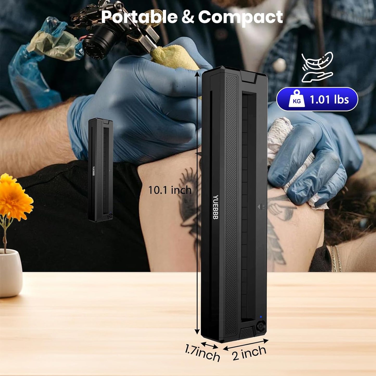 Tattoo Stencil Printer - Portable Wireless Bluetooth Thermal Transfer Machine | Includes 10 Thermal Papers & 3 Transfer Papers, Black