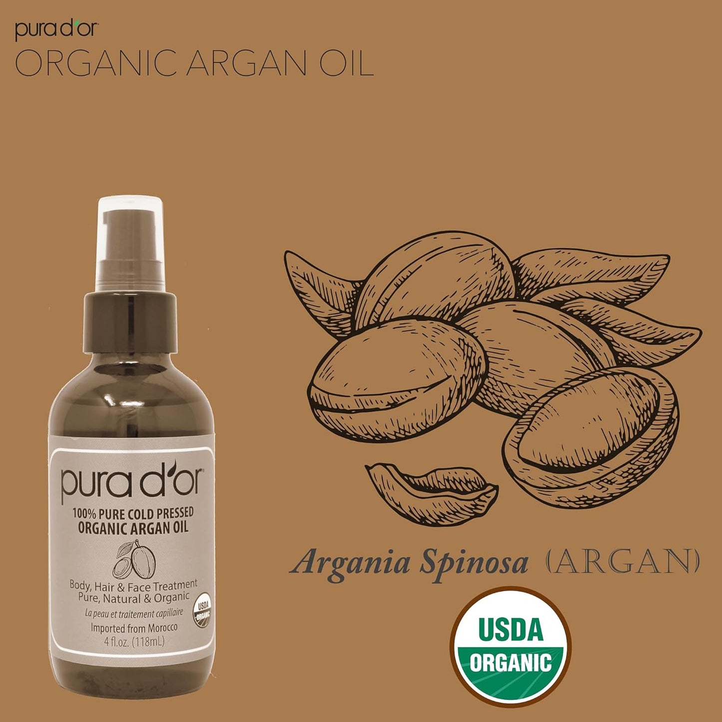 PURA D'OR Scalp Therapy Shampoo & Conditioner Set - 16 fl oz Each | Organic Argan Oil for Dry Scalp & Damaged Hair