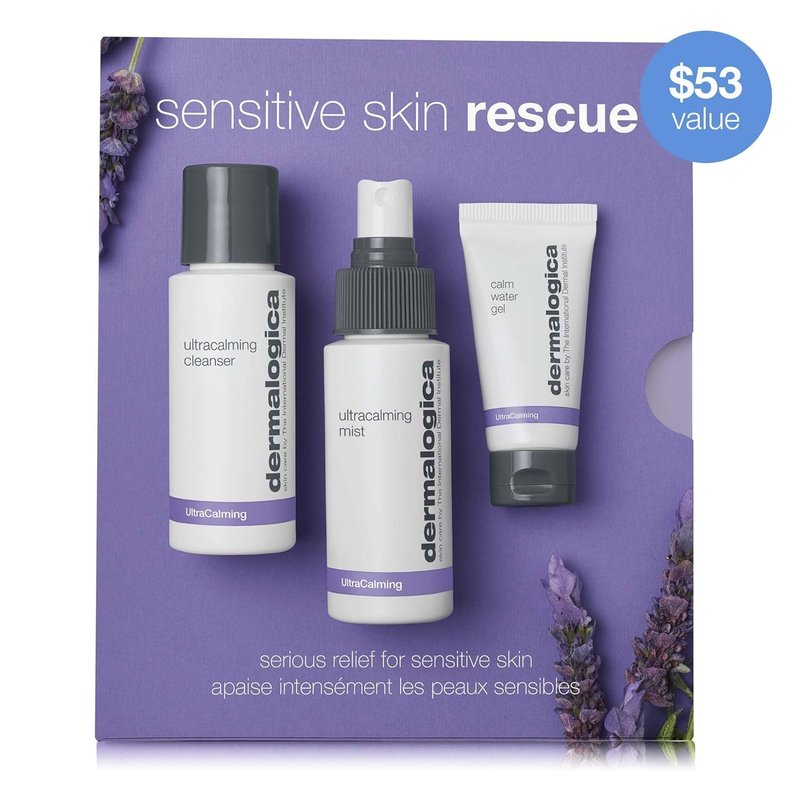 Dermalogica Sensitive Skin Rescue Kit - Face Wash, Toner & Moisturizer for Calm, Soothe & Irritate-Free Skin | 3-Piece Set