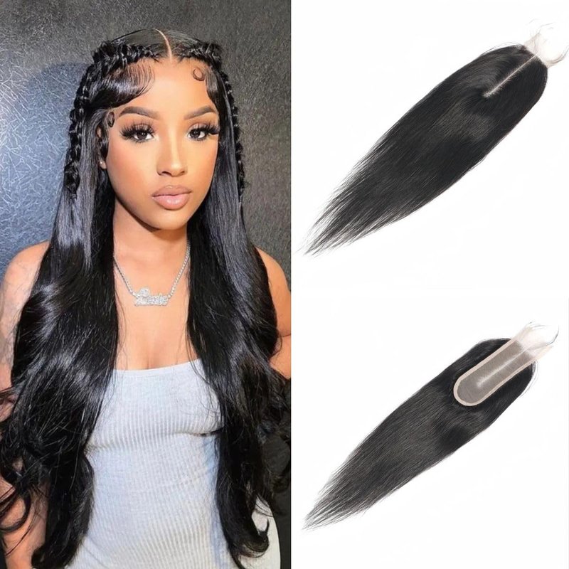 Braizilian 2x6 HD Lace Closure Straight Human Hair Deep Middle Part 2x6 Closure with Baby Hair (14 inch)