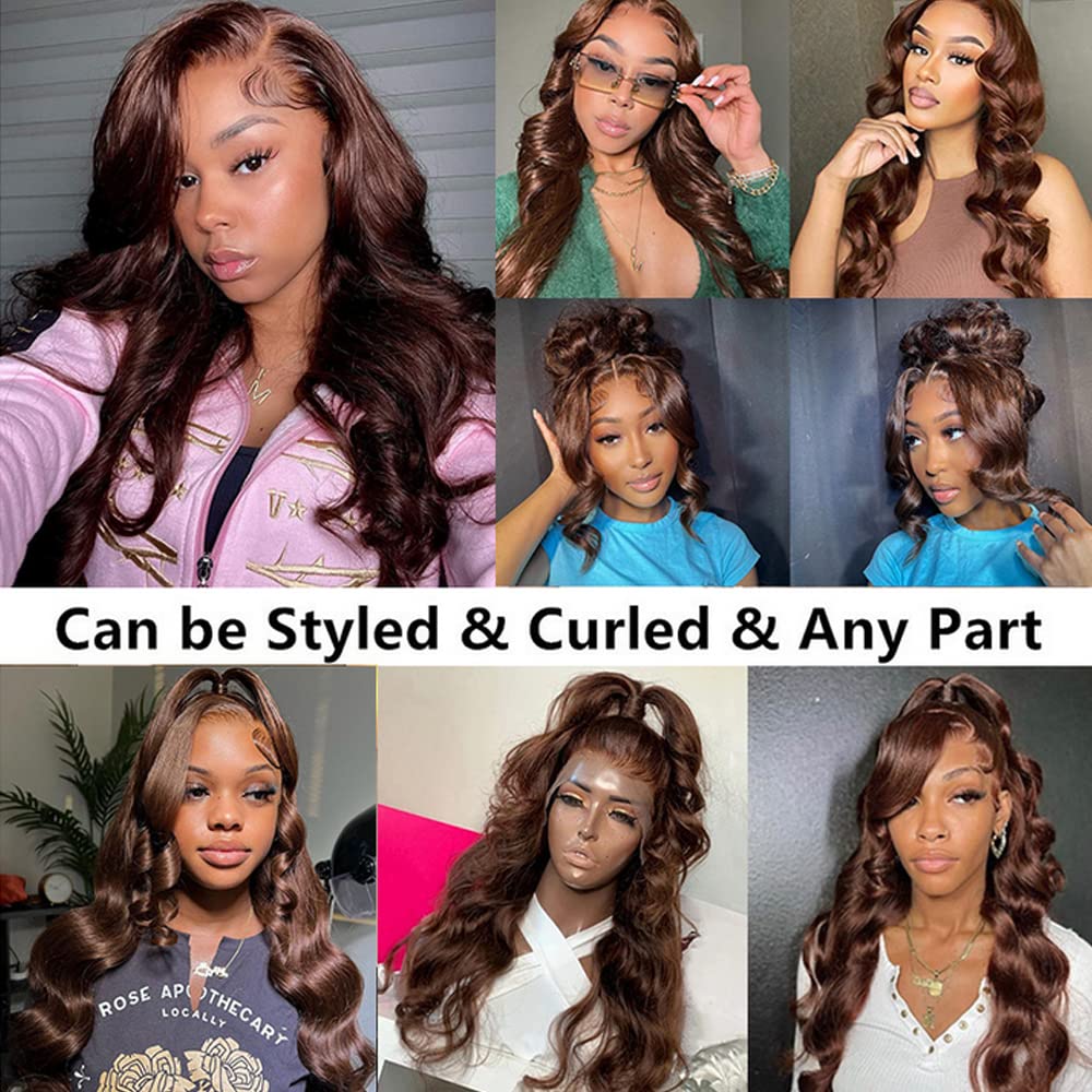 ALLRUN 16 Inch Brown Human Hair Bundle Body Wave 1 Pc - 100% Unprocessed Brazilian Virgin Hair Extensions Chocolate Brown Bundles Human Hair 4# Color (12A)
