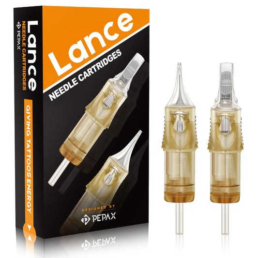 PEPAX Lance Tattoo Needles Cartridge 1023CML - 20Pcs Tattoo Cartridge Needles #10 Bugpin 23 Curved Magnum Tattoo Cartridges Diameter 0.30mm Long Taper 5.0mm Safety Membrane Makeup Machine