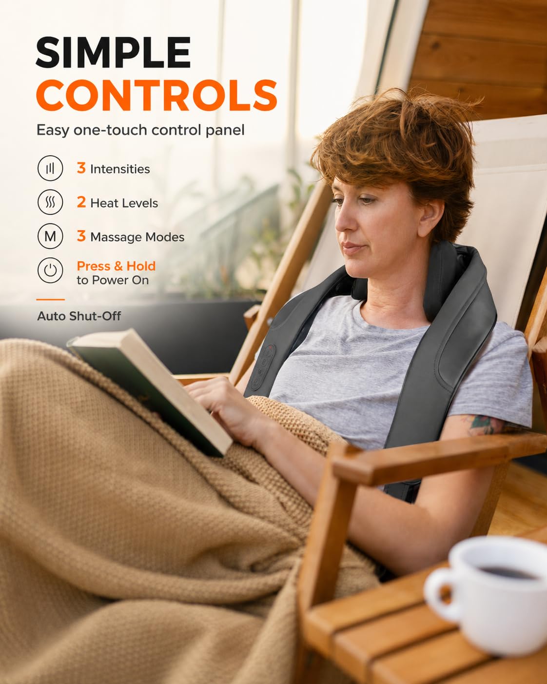 CooCoCo Larger Size Neck Massager with Heat, FSA Approved Shoulder Massager, Shiatsu Back Massager for Pain Relief Deep Tissue, 2 Heating Zones, HSA Approved Gifts for Mom Dad Women Men