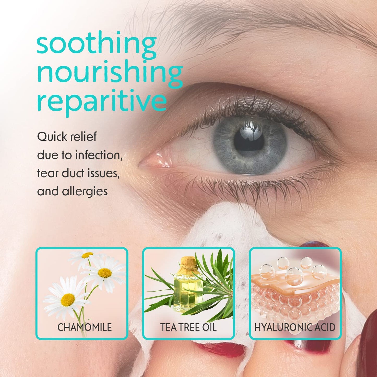 Natural Essentials Peepers Plus Eyelid Wipes, Preservative-Free & Rinse-Free Eye Wipes for Daily Use, Hydrating & Moisturizing Hyaluronic Acid & Tea Tree Oil Soothes Allergy Dry Eyes, 30 Count (2pk)