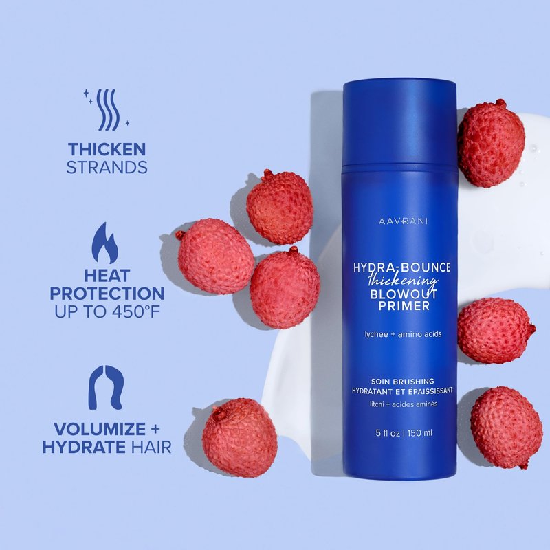 AAVRANI Hydra-Bounce Thickening Blowout Primer & Styling Cream with Lychee & Amino Acids to Volumize, Strengthen and Protect Hair Strands Vegan Color-Safe 5 Fl Oz
