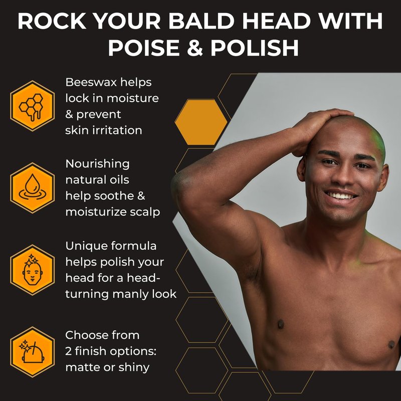 Bald Head Polish - Men's Waterproof Moisturizer for Bald Heads | 4 Oz - Perfect Gift for Father's Day & Holidays