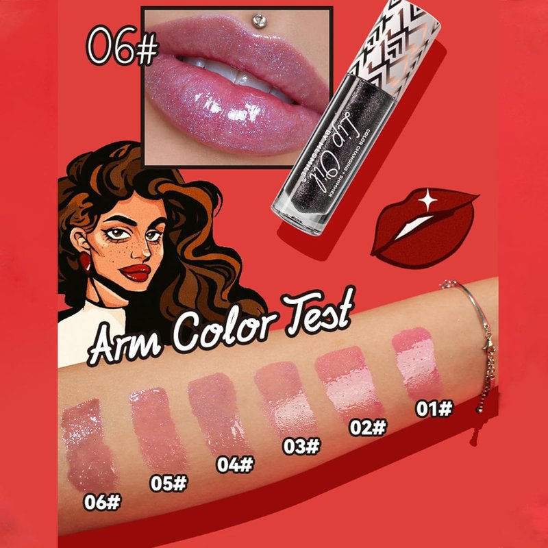 Color Changing Lip Oil - 3 Pcs Shimmering Tinted Gloss for Moisturizing Lip Care | Long-Lasting Nourishing Formula