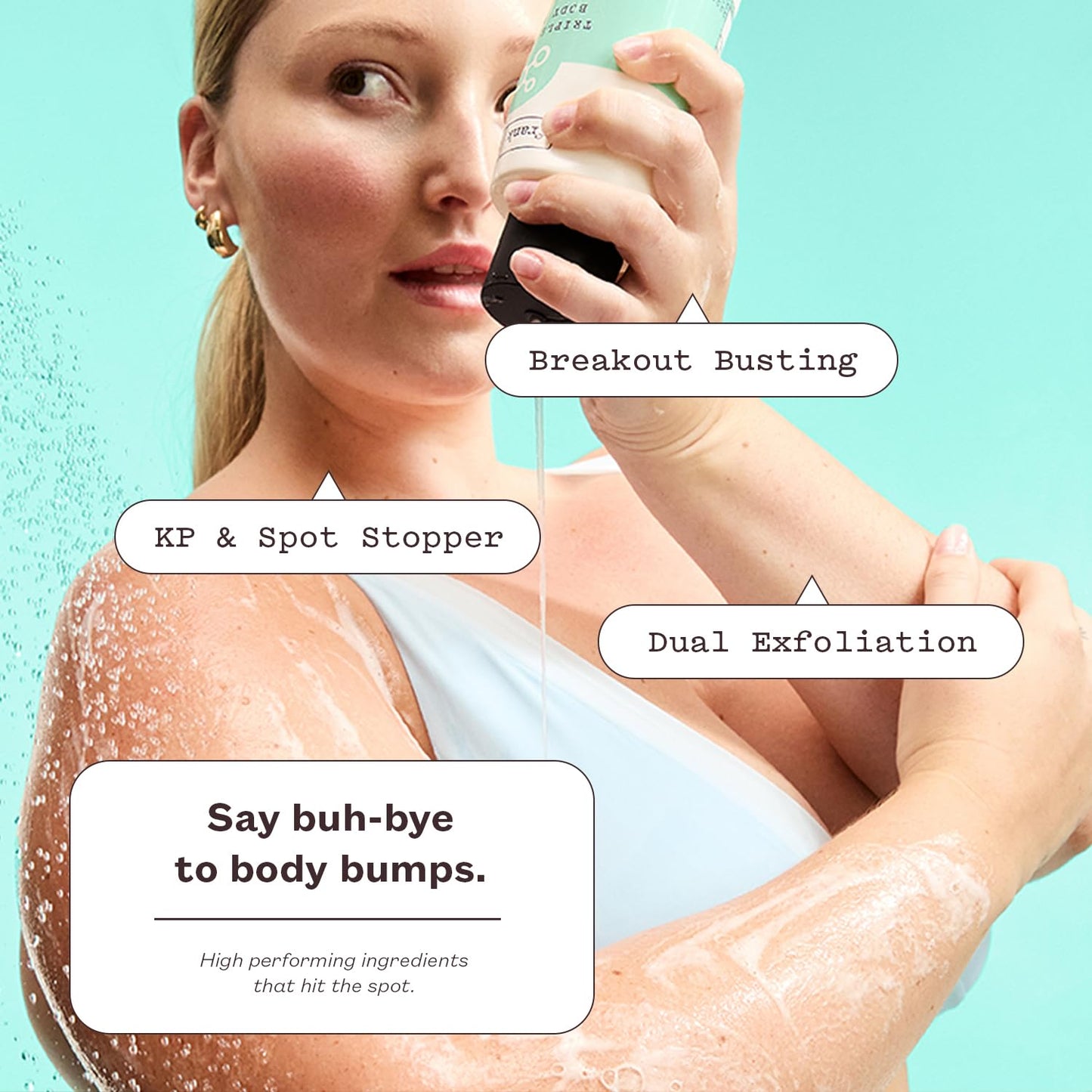 Triple Acid Body Wash - Exfoliating Cleanser for Body Acne & KP Bumps | Vegan Rosemary Spa Scent | 250ml/8.45 fl oz