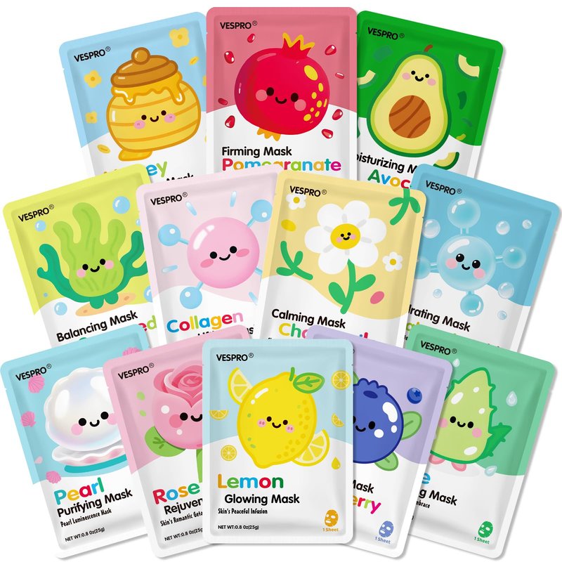 12 Pack Face Masks for Women, Hydrating & Moisturizing Facial Mask for Skincare, Bulk Sheet Mask Spa Party Supplies for Teen Girls, Birthday Gifts for Women, Sleepover Party, Skin Care Gifts for Mom