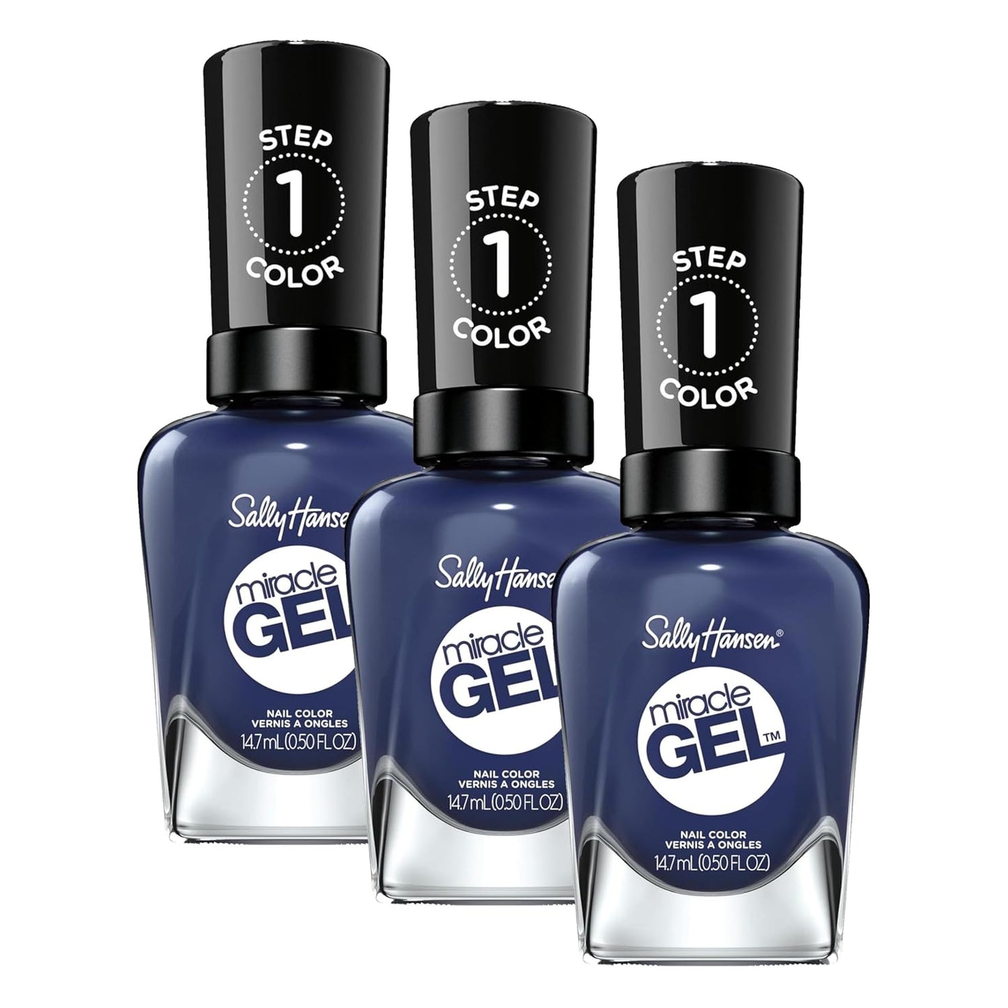Sally Hansen Miracle Gel Nail Polish - Midnight Mod | Long-Lasting 0.5 Fl Oz (Pack of 3)