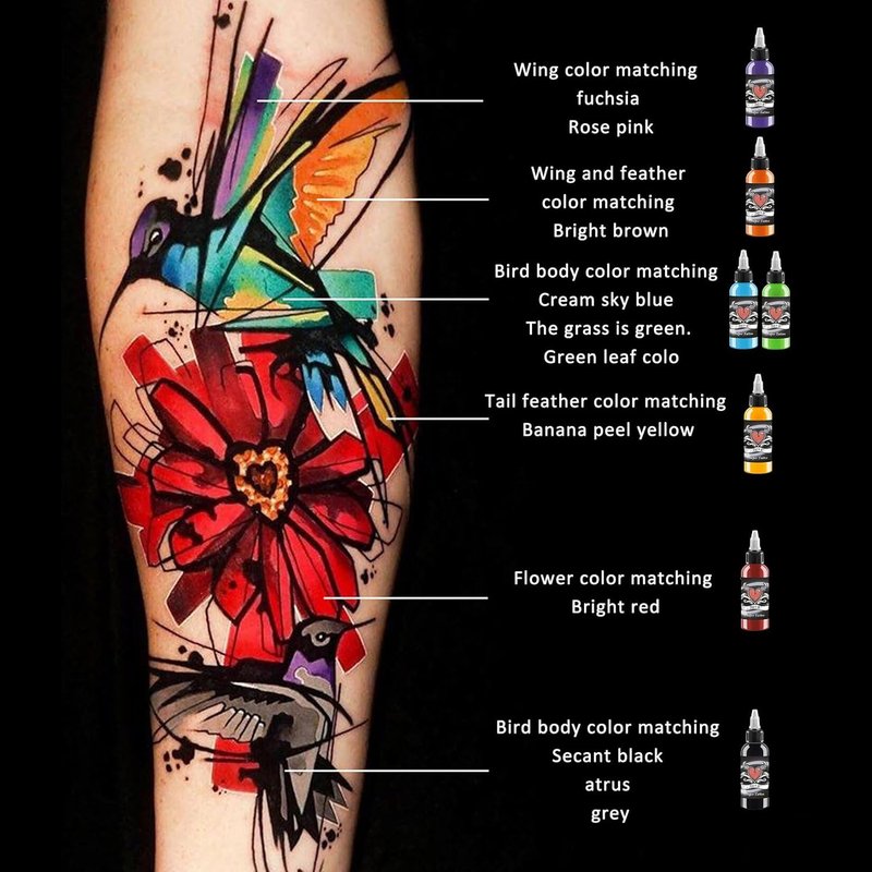 Tattoo Ink Set - 14 Colors 1oz Bottles for 3D Makeup & Body Art | Professional & Beginner Use