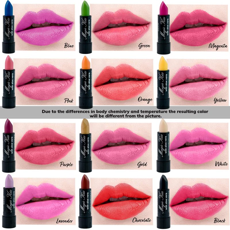 Color Changing Aloe Vera Lipstick Set - Pack of 12 | Made in USA - Vibrant Shades