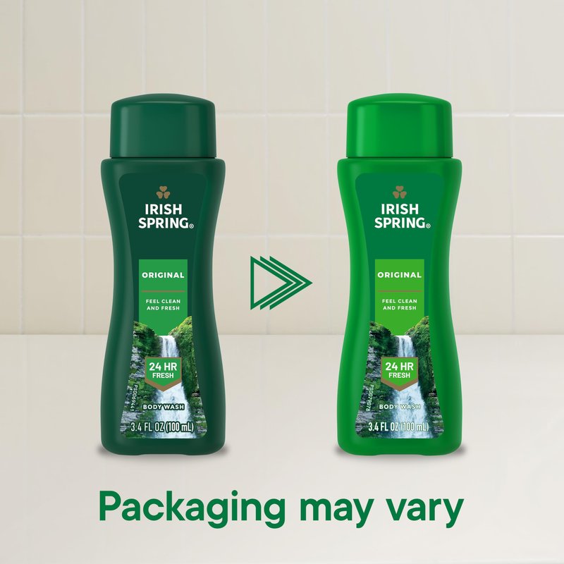 Irish Spring Men's Body Wash Shower Gel, Original Clean, Travel Size Body Wash, 3.40 Fl Oz (Pack of 24)