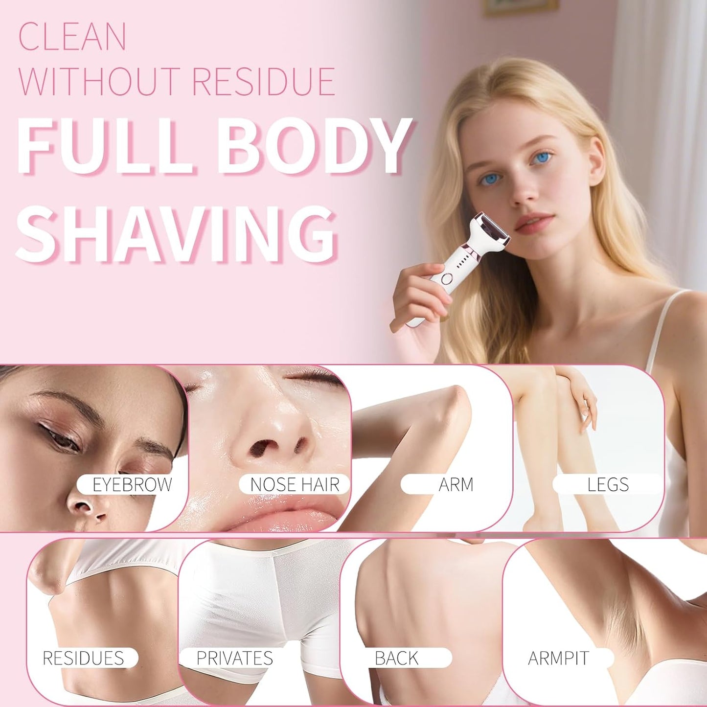 Electric Razor for Women & Men - 4-in-1 Wet & Dry Hair Removal Kit with LED Display | Rechargeable Facial & Body Groomer (Multicolor)