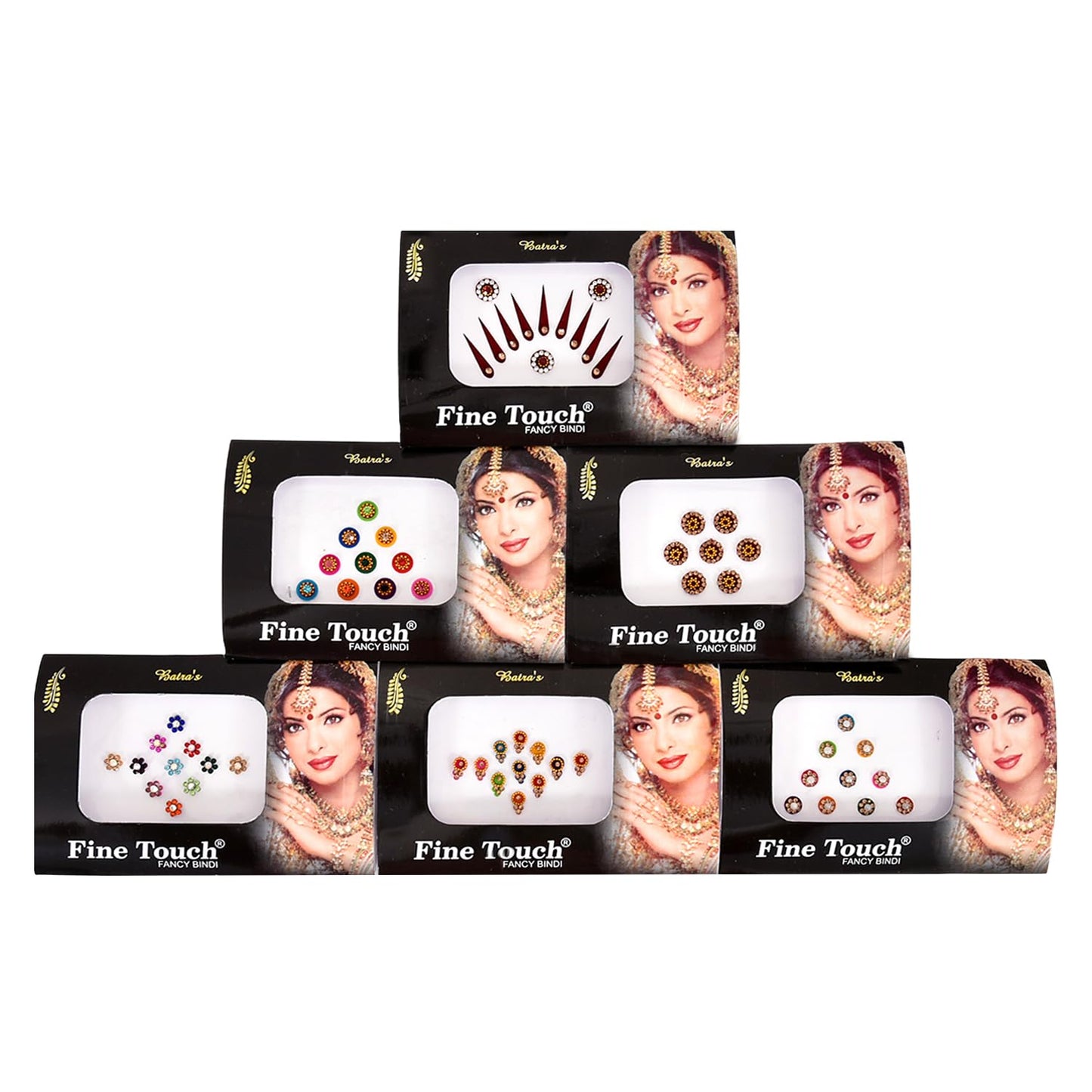 6 Packs- 42 Self-Adhesive Bindis Small to Long Forehead Tika