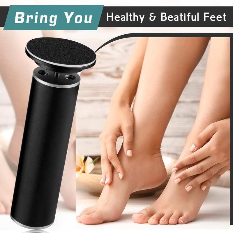 Electric Foot Callus Remover, Electric Foot File - Callus Remover for Feet, Feet Sander with 60 pcs Replacements Sanding Disc, Professional Pedicure Tool for Dead Skin, Black