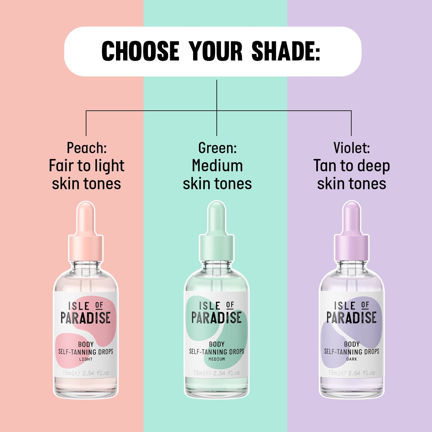 Isle of Paradise Self Tanning Face & Body Drops- Medium, Self Tanner Drops for a Natural Bronze, Long-lasting Tan, Cruelty Free, Fragrance Free & Dermatologist-Approved, 2.54 fl. oz