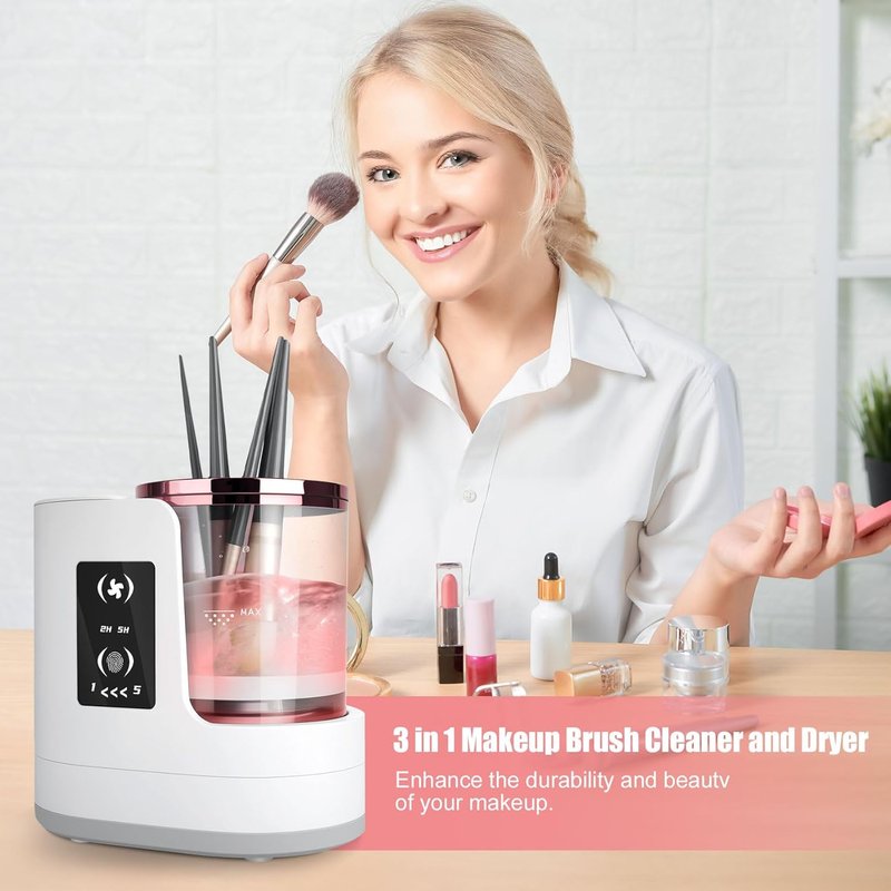 Electric Makeup Brush Cleaner Machine - 3-in-1 Automatic Washer & Dryer for All Brush Sizes | USB Cosmetic Tool (XL)