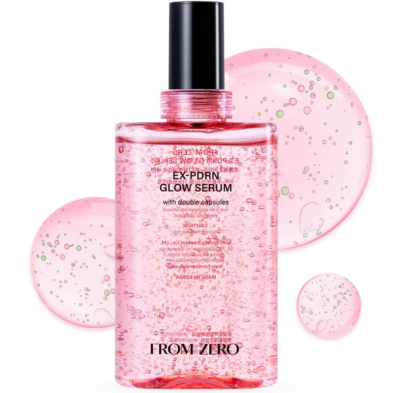 FROM ZERO EX-PDRN Glow Serum, 3.38 fl.oz. Facial Moisturizer for Dry Skin, Rose Scented, Hydration, Broccoli PDRN, Jinseng Exosomes, Vegan Collagen, Niacinamide, Gift for Girlfriend