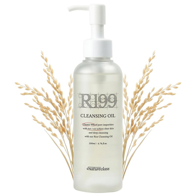 NATURECLASS R199 Rice Cleansing Oil Face Cleanser Korean Skincare Makeup Remover Oil Cleanser for Face Blackhead Remover Pore Control Double Cleansing Sensitive Skin 6.76 fl oz