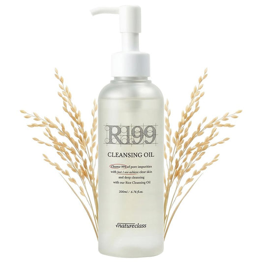 NATURECLASS R199 Rice Cleansing Oil Face Cleanser Korean Skincare Makeup Remover Oil Cleanser for Face Blackhead Remover Pore Control Double Cleansing Sensitive Skin 6.76 fl oz