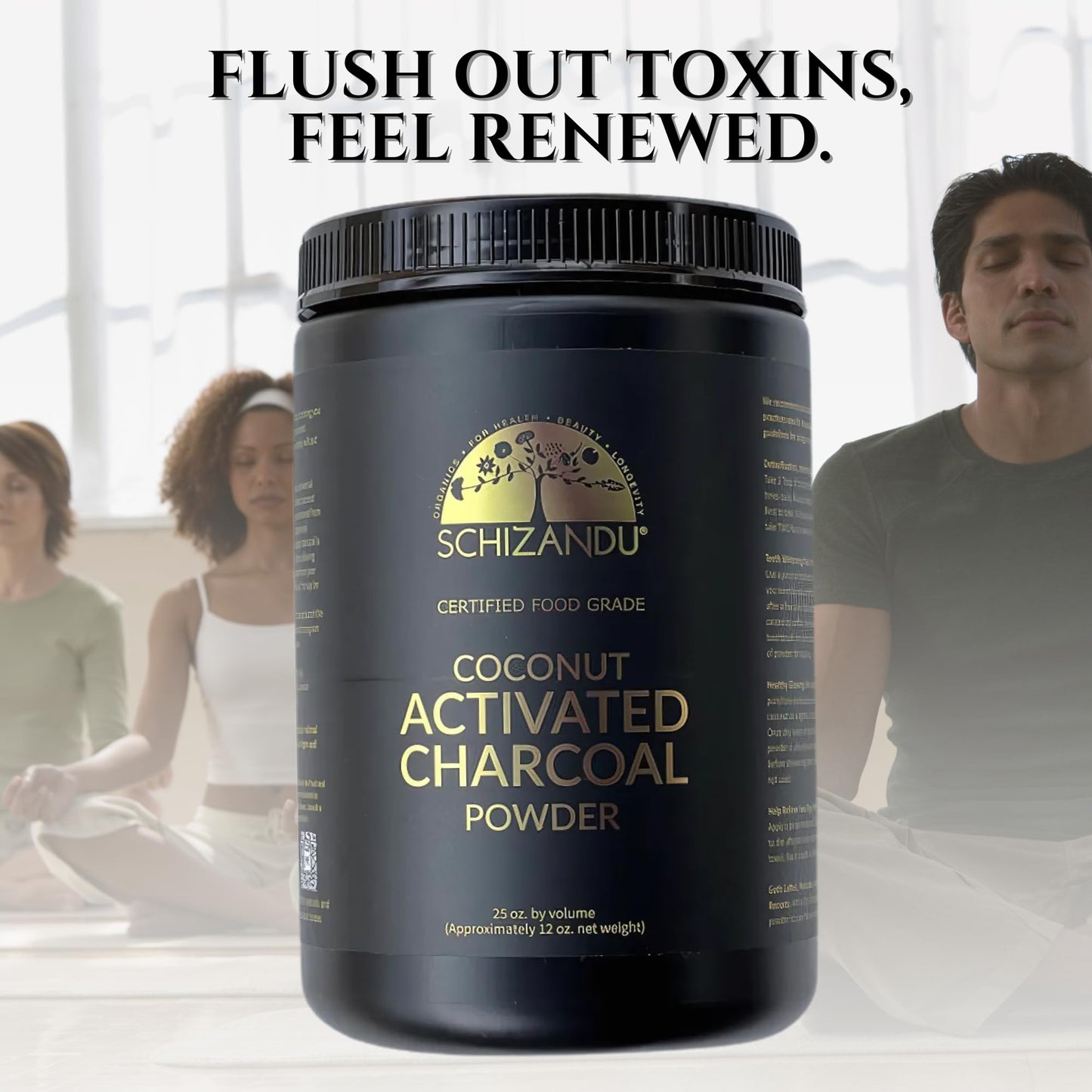 Organic Charcoal Powder by Schizandu - Activated Charcoal Natural, Vegan, Organic, GMO Free - Large Bottle 25 oz Powder
