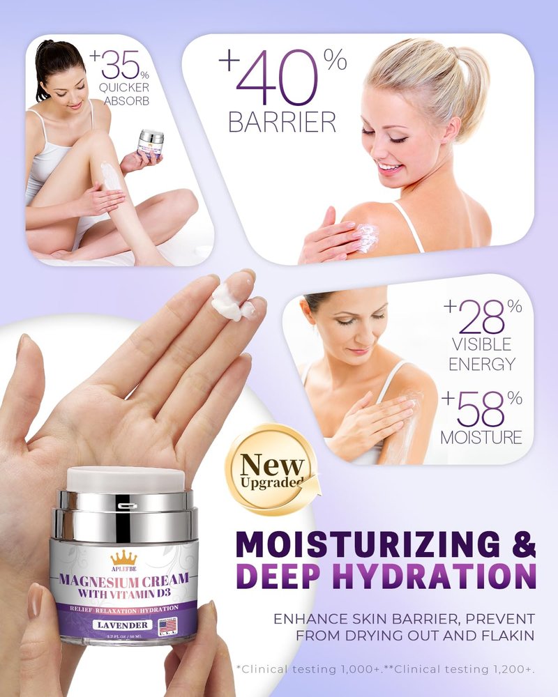 Magnesium Cream for Sleep | 5-In-1 Soothing Lotion with Lavender & Chamomile - 1.7 FL OZ